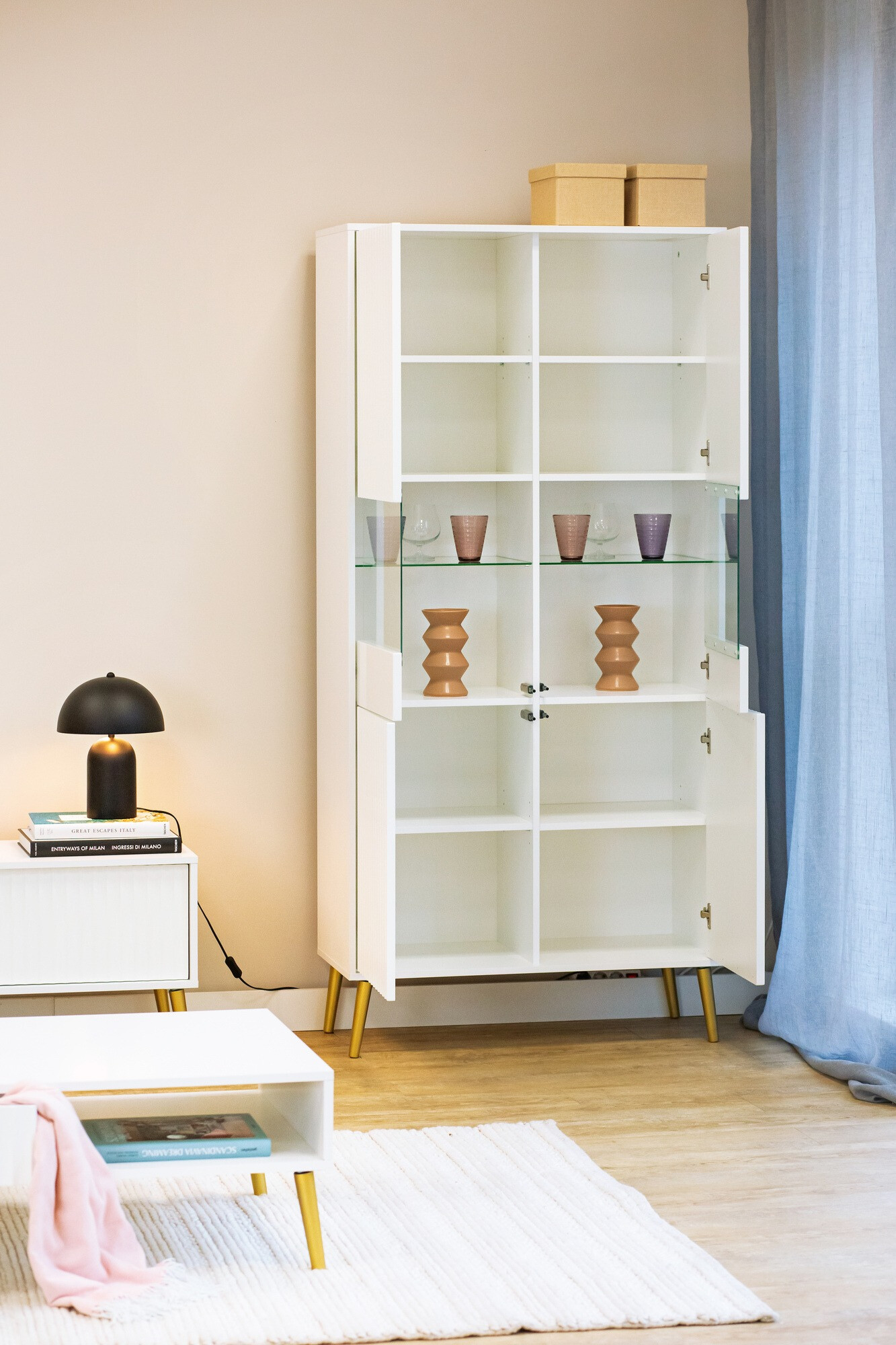 Boekenkast Cirferi 108 (Wit + Gouden)