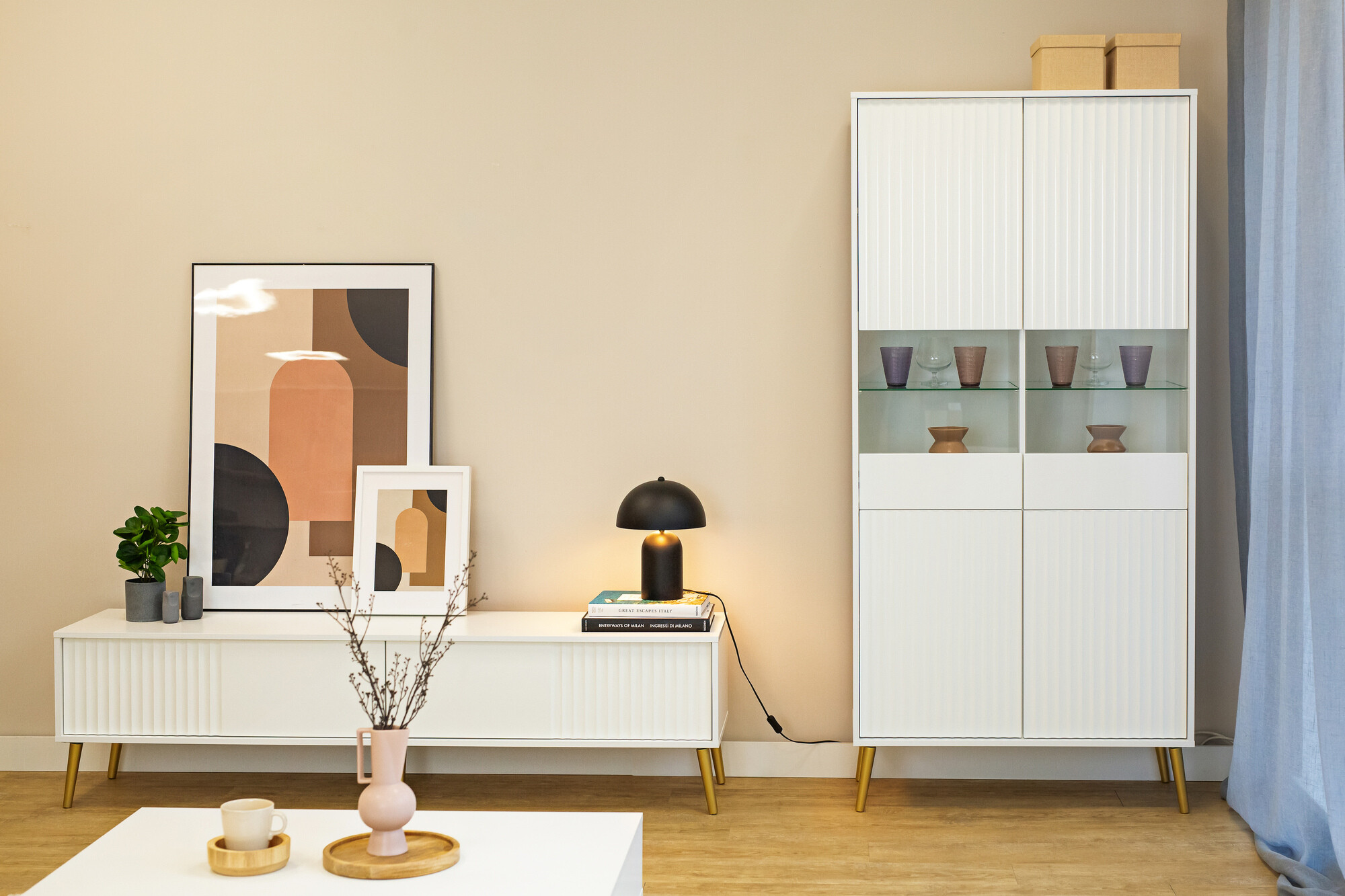 Boekenkast Cirferi 108 (Wit + Gouden)