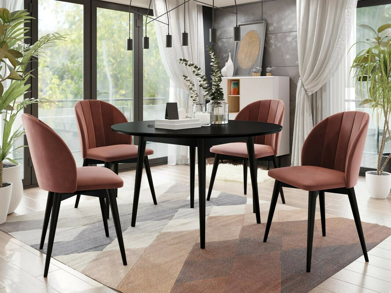 Eetkamerset Racine 127 (Zwart + Magic Velvet 2258)