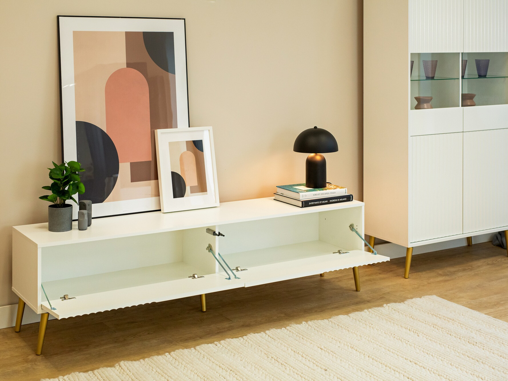 TV-meubel Cirferi 105 (Wit + Gouden)