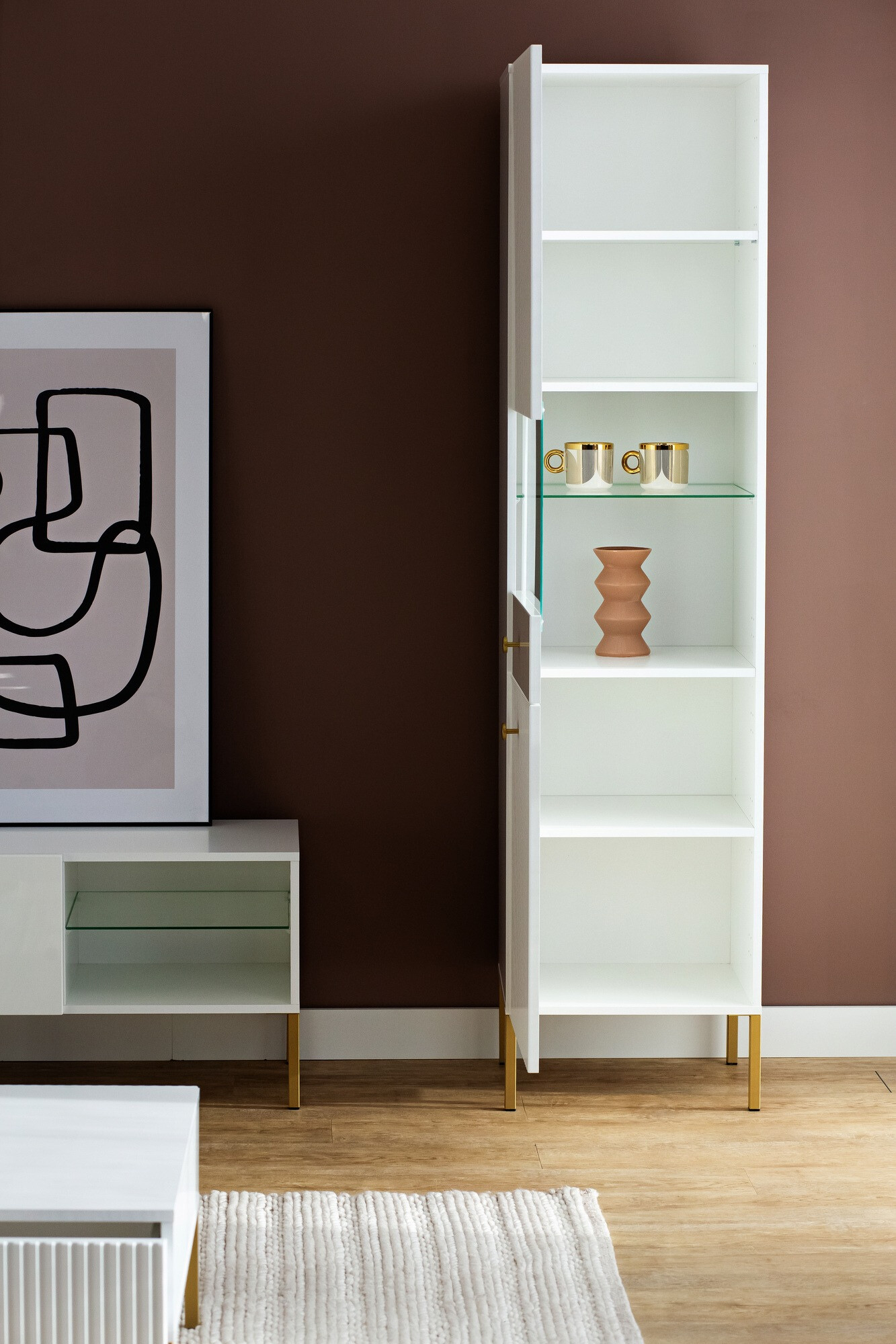 Boekenkast Etliva 107 (Wit + Gouden)