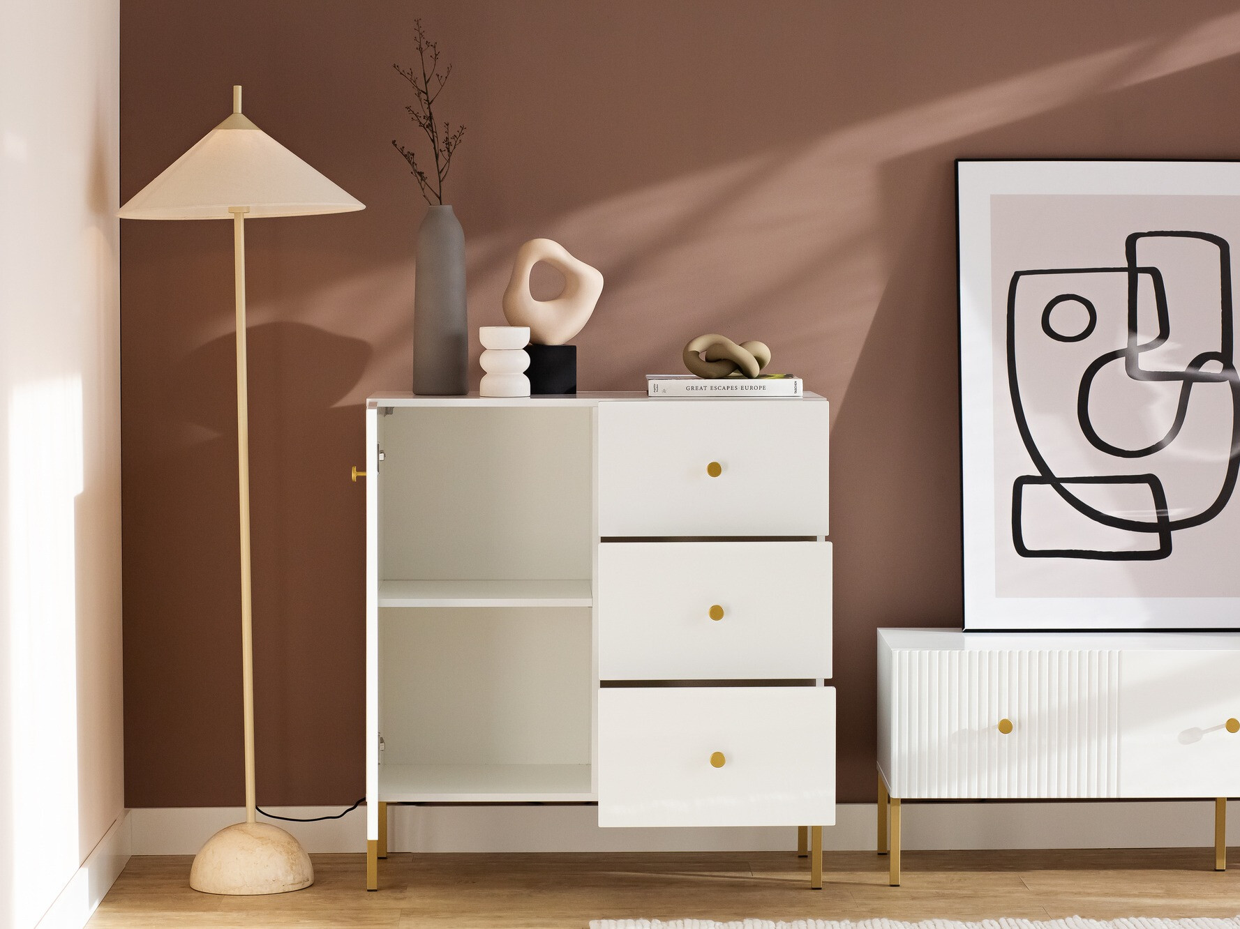 Ladekast Etliva 100 (Wit + Gouden)