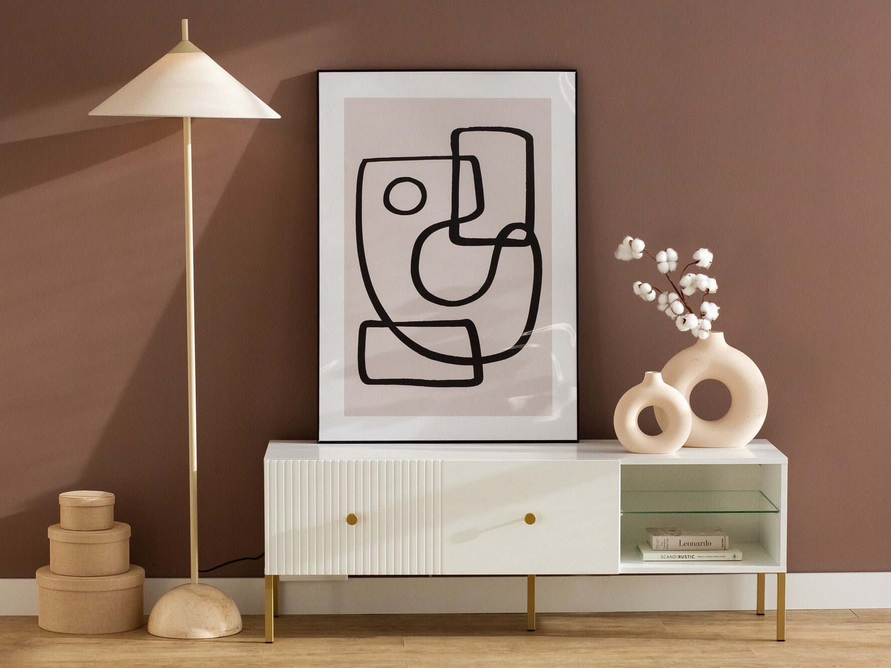 TV-meubel Etliva 104 (Wit + Gouden)