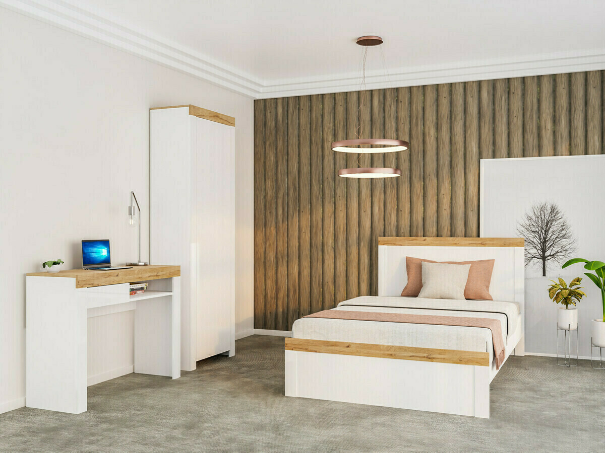 Bed Sonsoru 138 (Wit + Eiken)