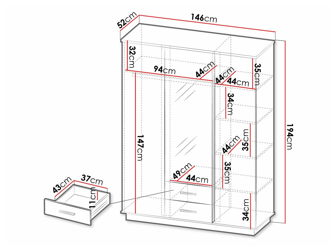 Kledingkast Tenodeu 120
