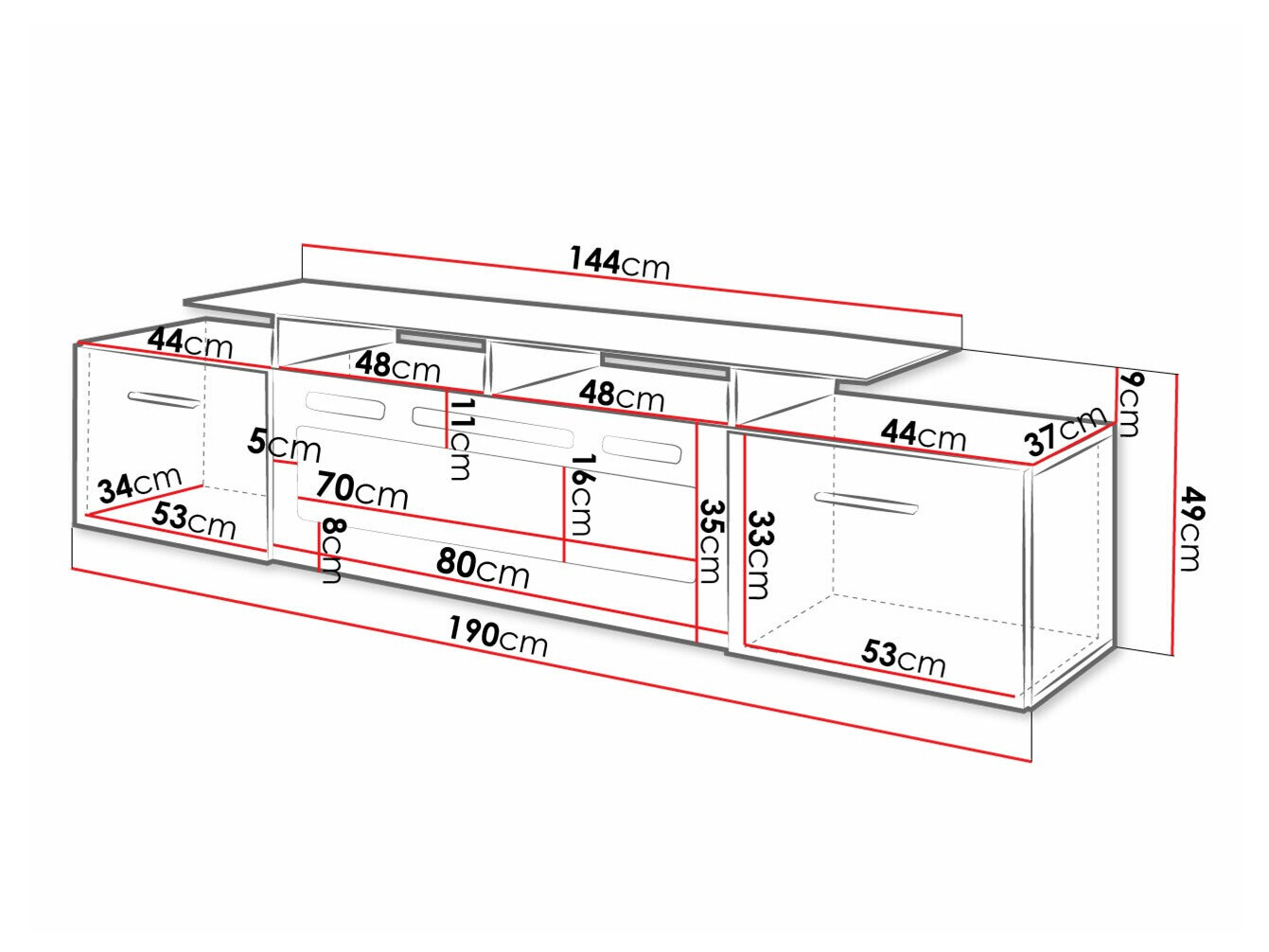 TV-meubel Numerus (Wit + Glanzend wit)
