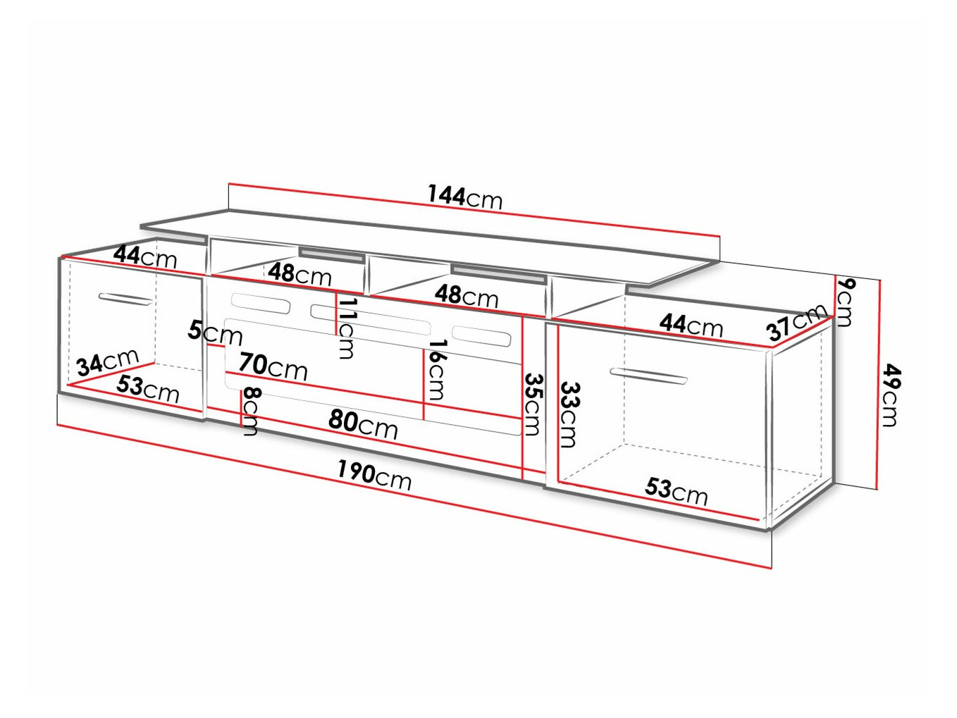 TV-meubel Numerus (Wit + Glanzend wit)