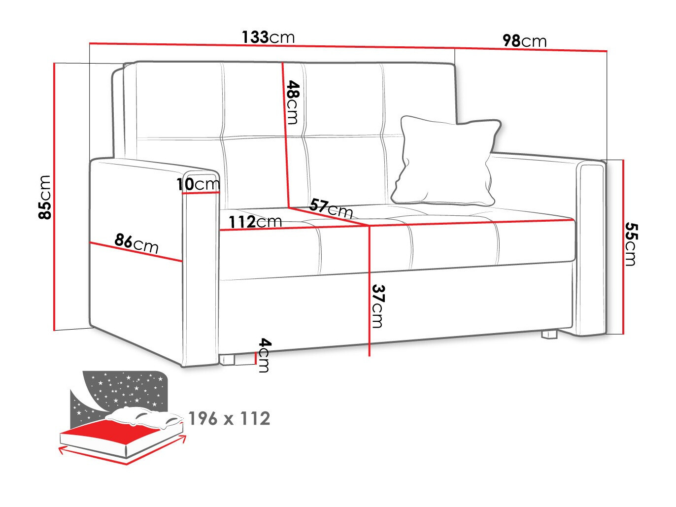 Slaapbank Columbus 105 (Manila 38)