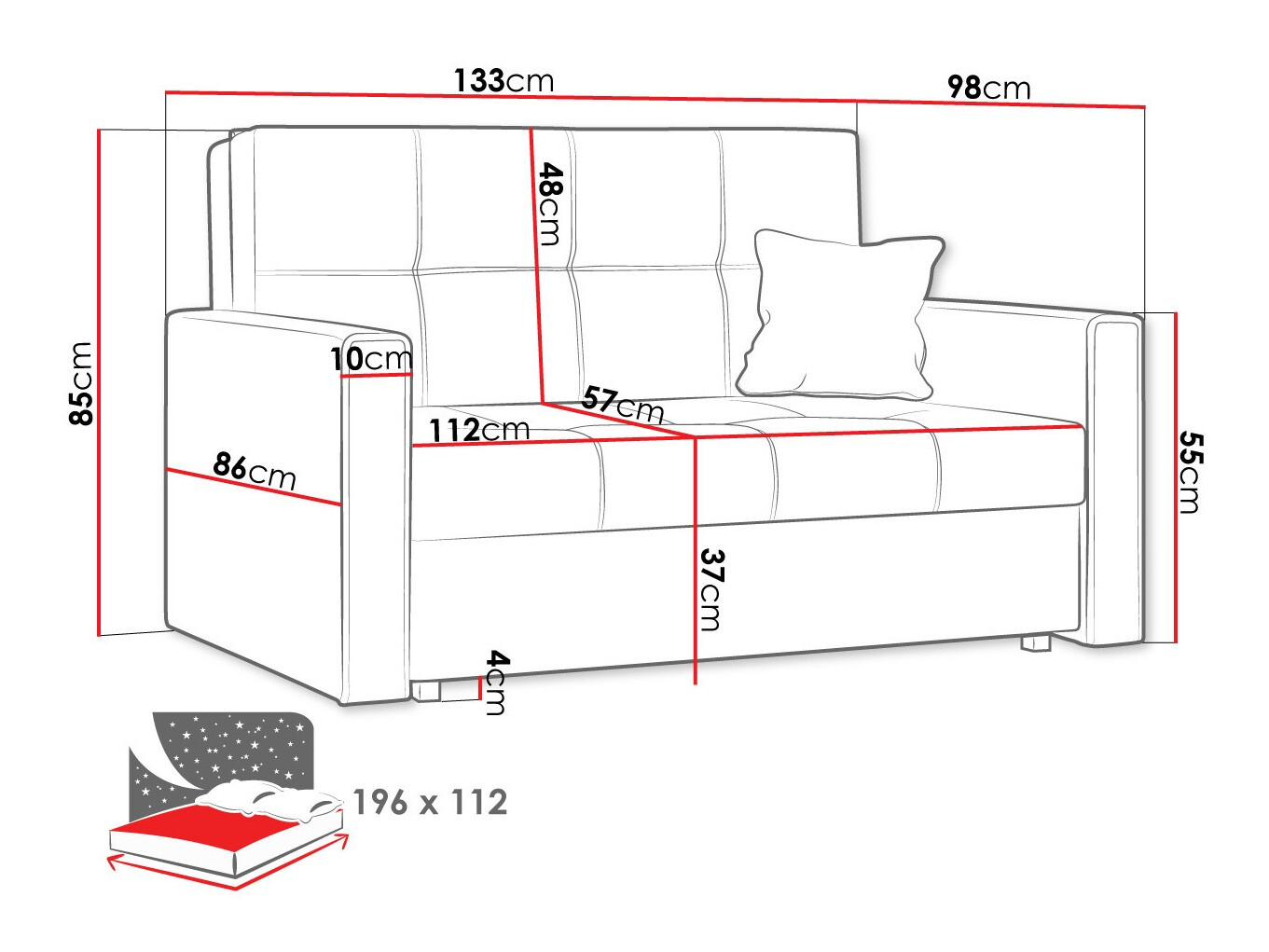 Slaapbank Nuvora II (Alova 04 + Alova 46)