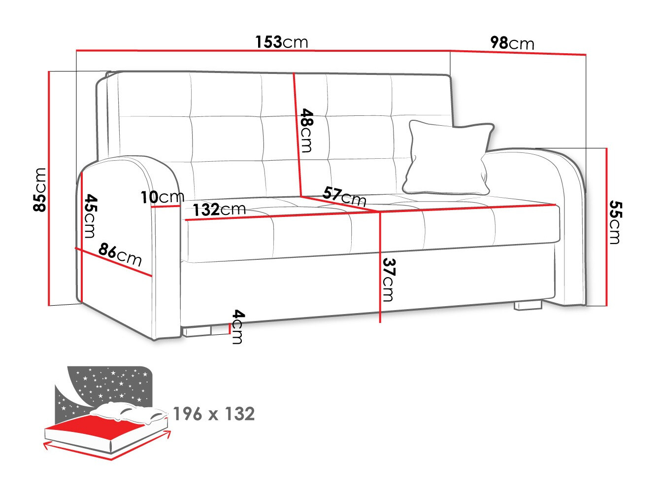 Slaapbank Columbus 116 (Paros 3)