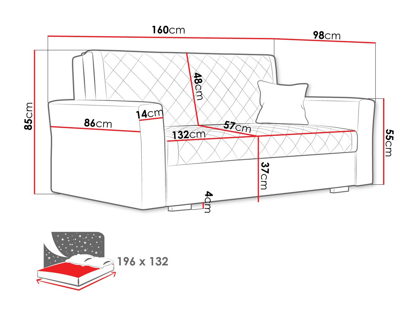 Slaapbank Columbus 147 (Zanzibar 182)