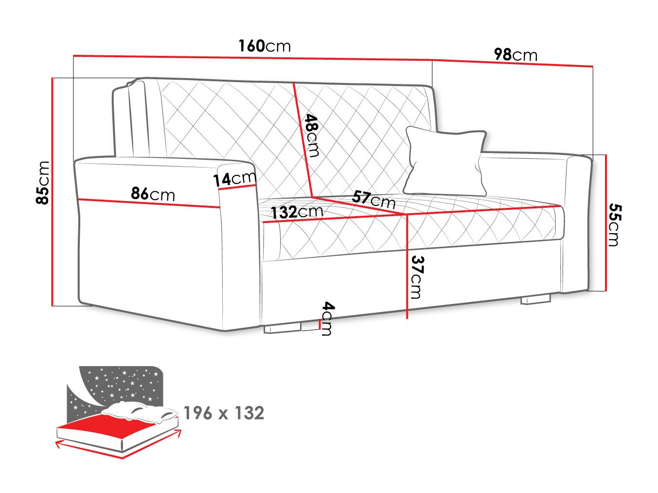 Slaapbank Columbus 147 (Zanzibar 190)