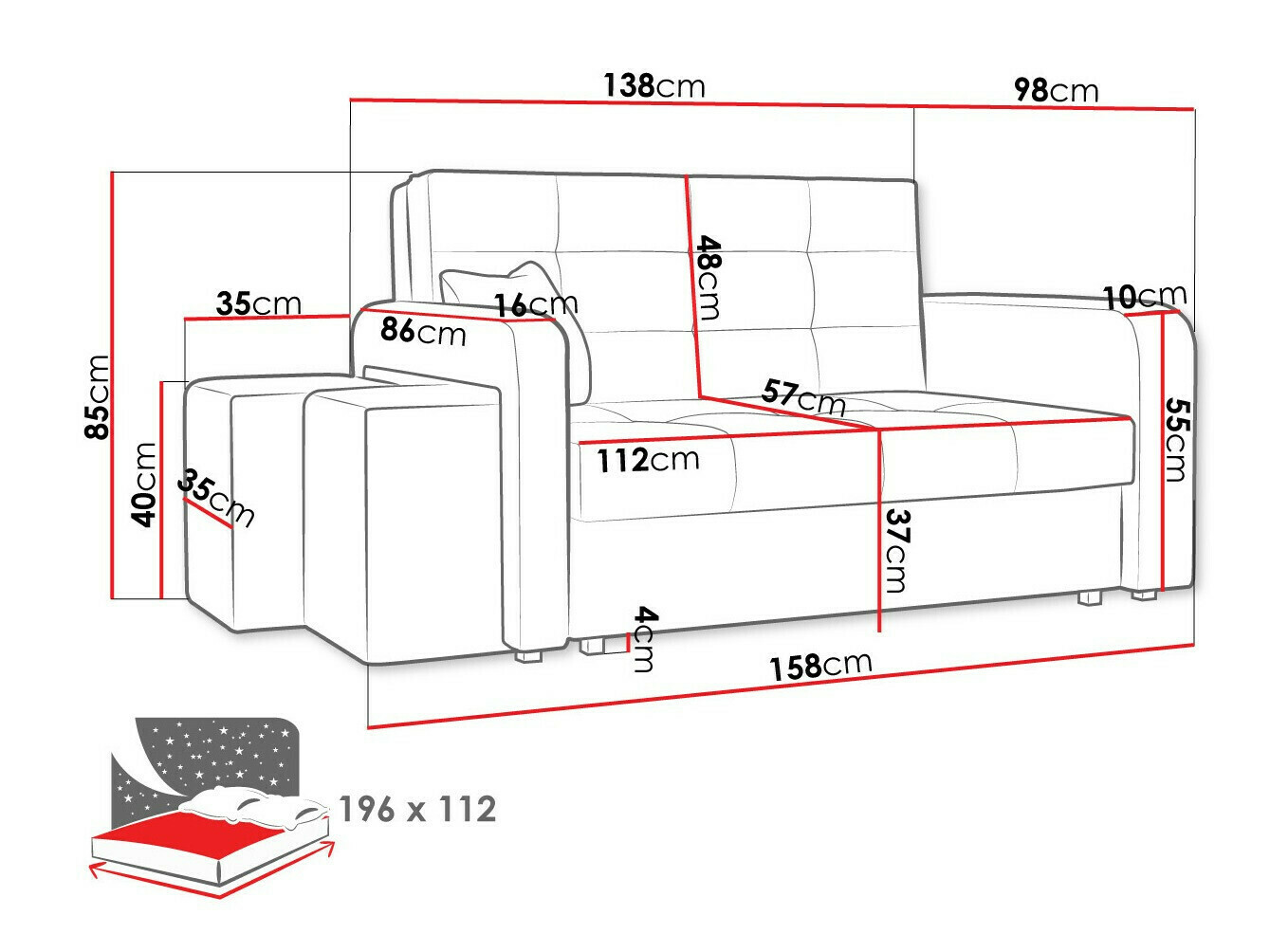 Slaapbank Columbus 157 (Manila 18)