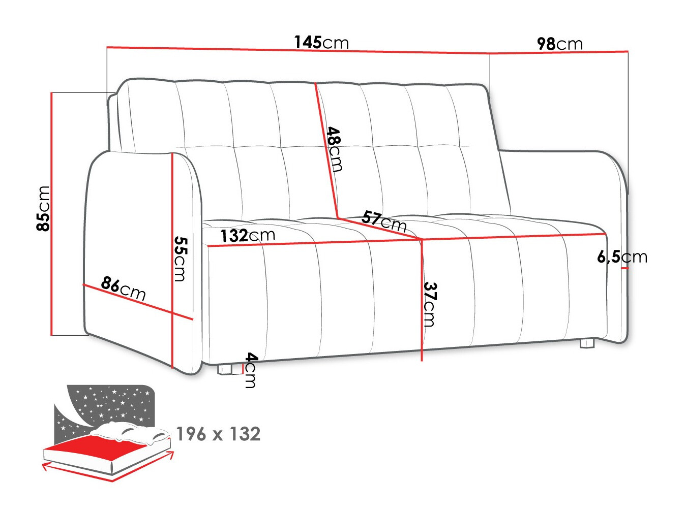 Slaapbank Columbus 178 (Paros 6)
