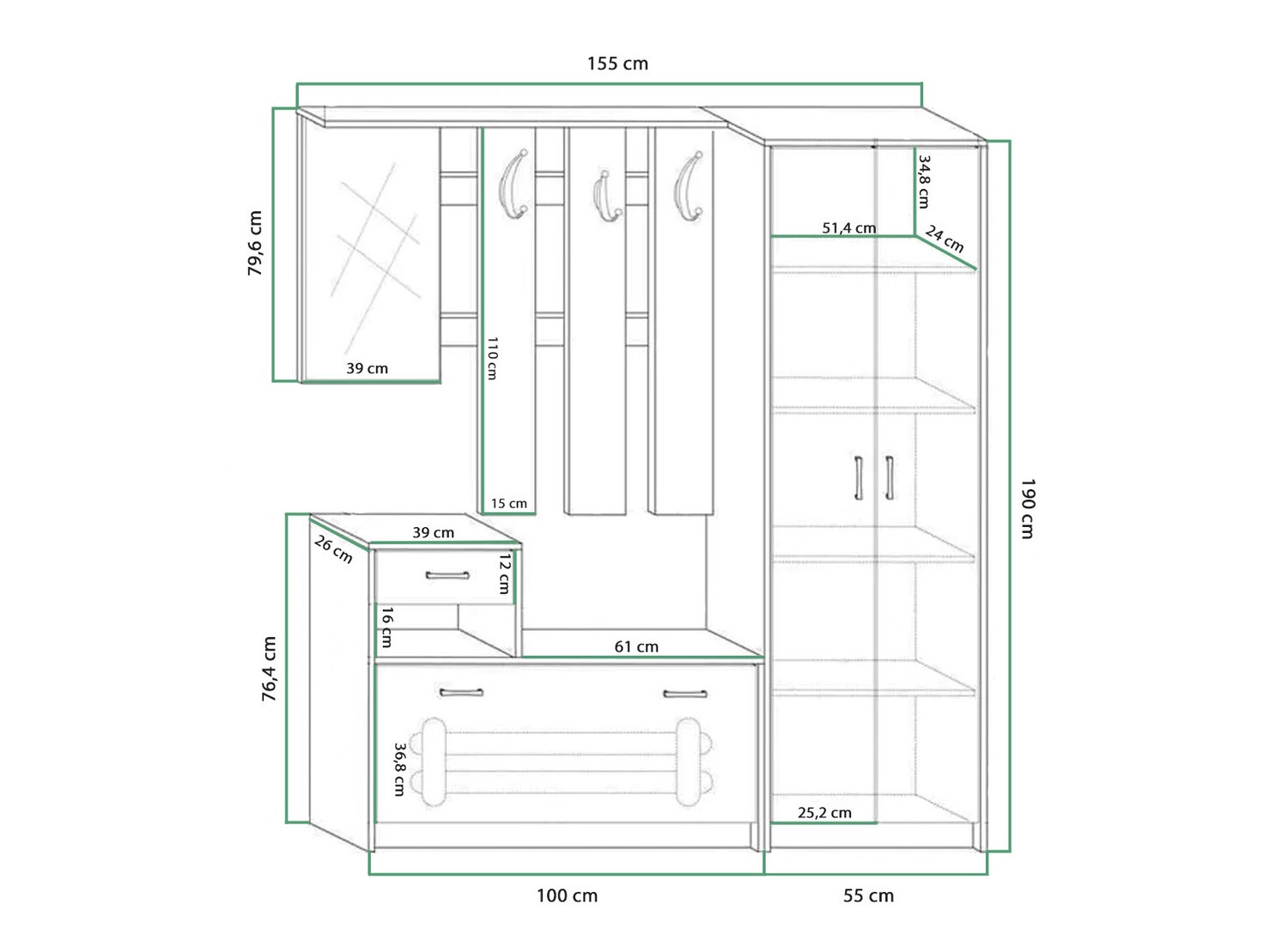 Gangmeubelset Gilroy 106 (Craft Tabaco eiken + Crème)