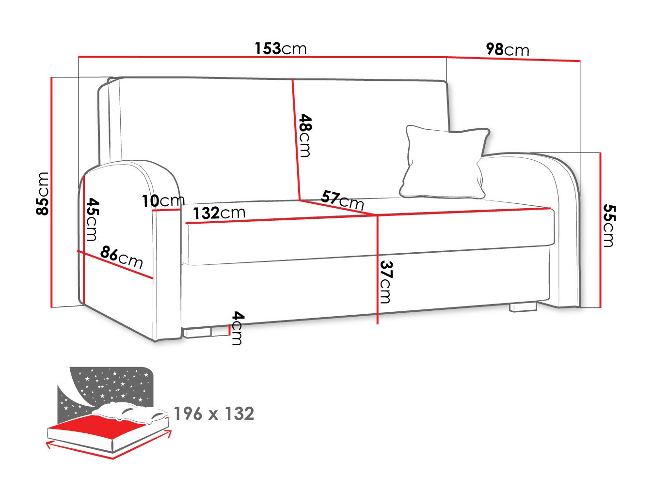 Slaapbank Columbus 163 (Mono 232 + Sorriso 5)