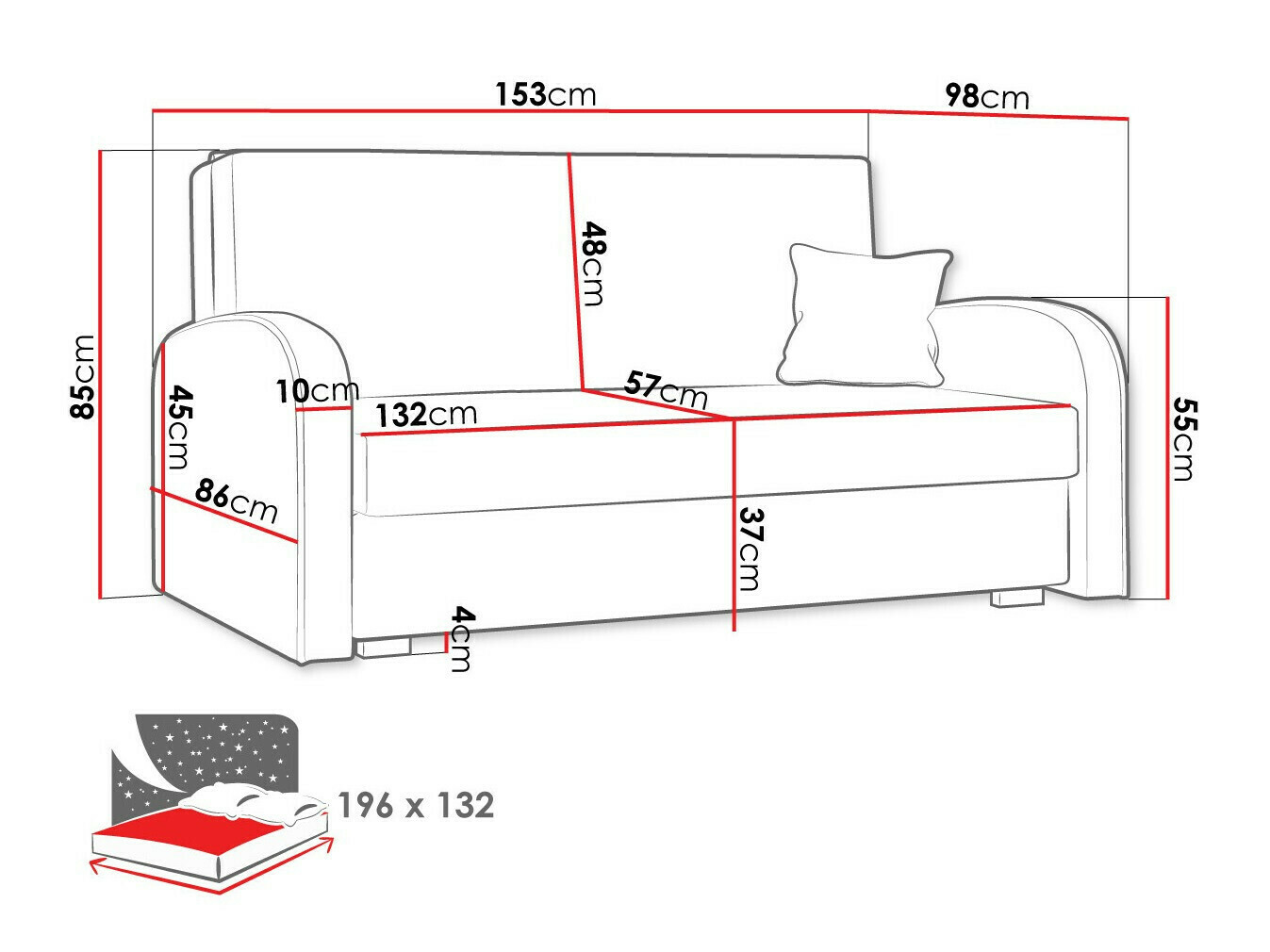 Slaapbank Columbus 163 (Mono 244 + Sorriso 4)