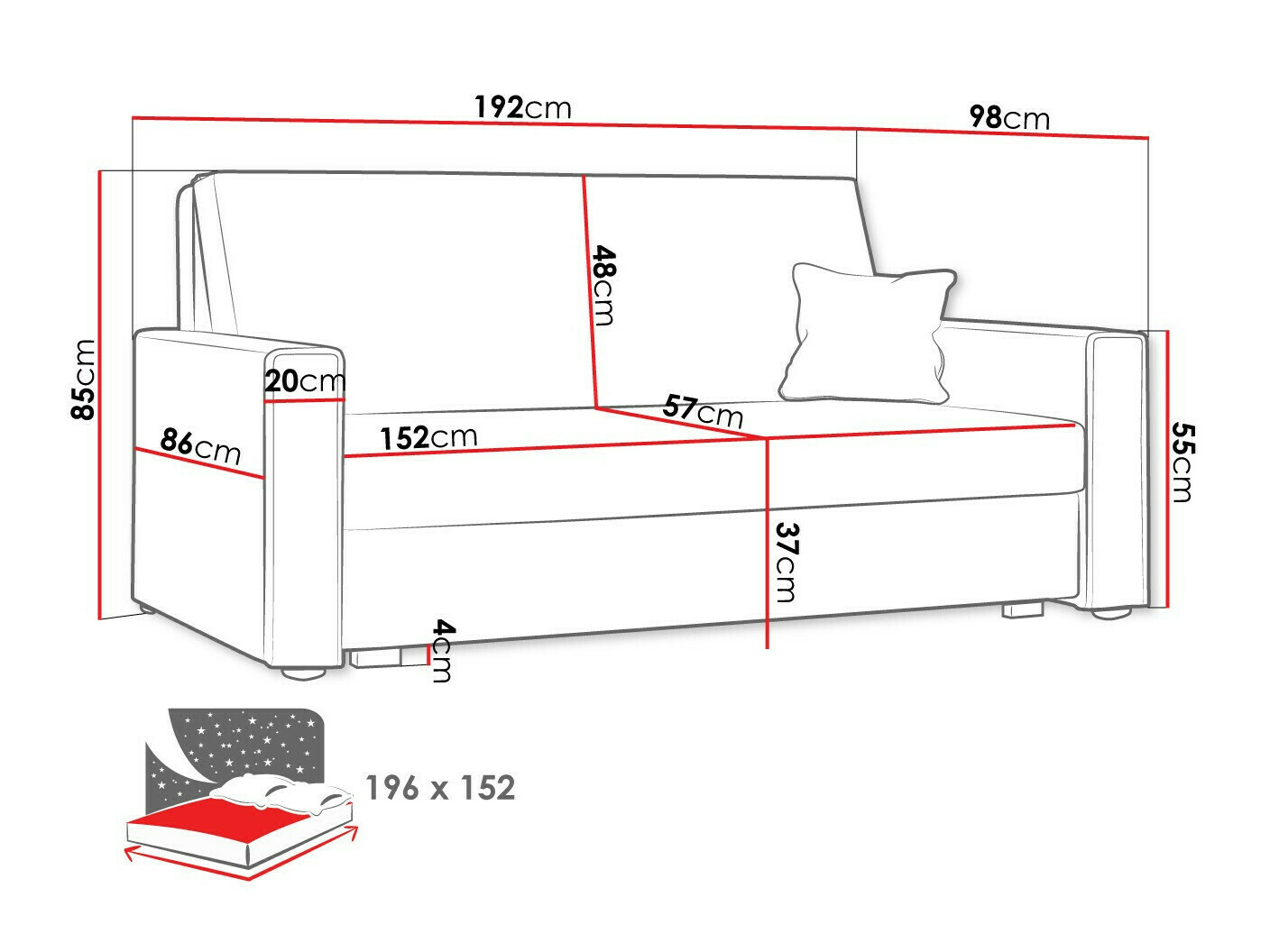Slaapbank Columbus 185 (Poso 01)