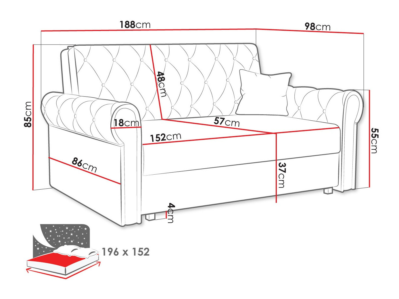Slaapbank Columbus 196 (Kronos 09)