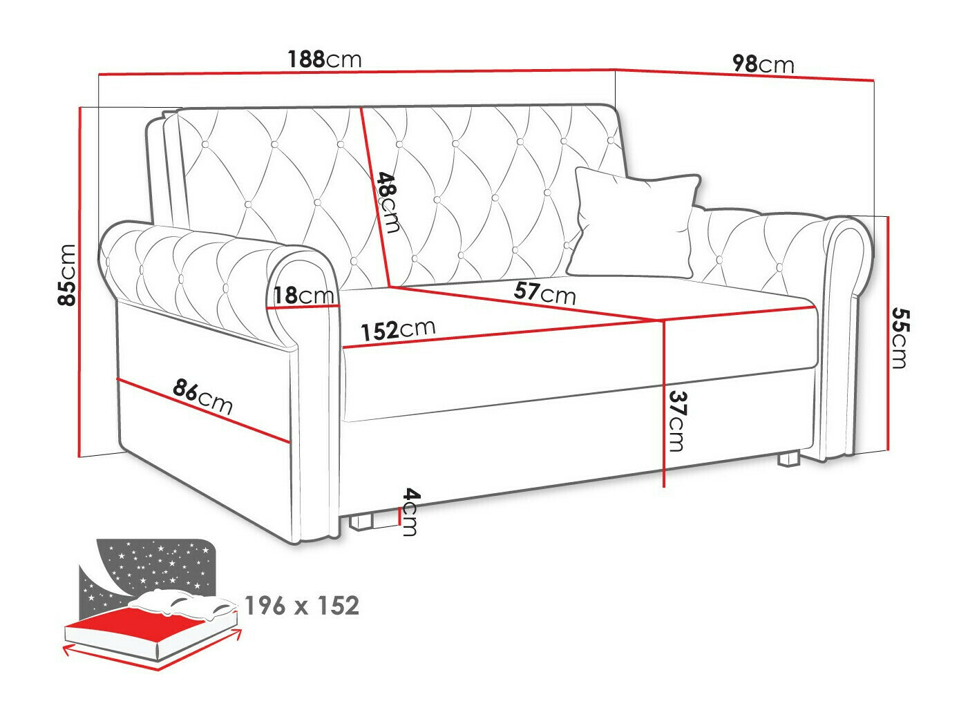 Slaapbank Columbus 196 (Kronos 22)