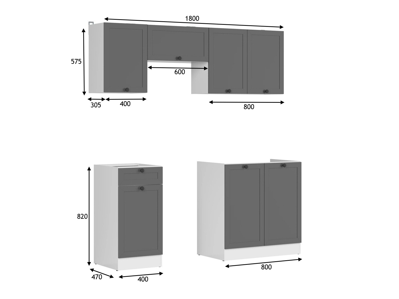 Modulaire keukenset Classic Grey 118