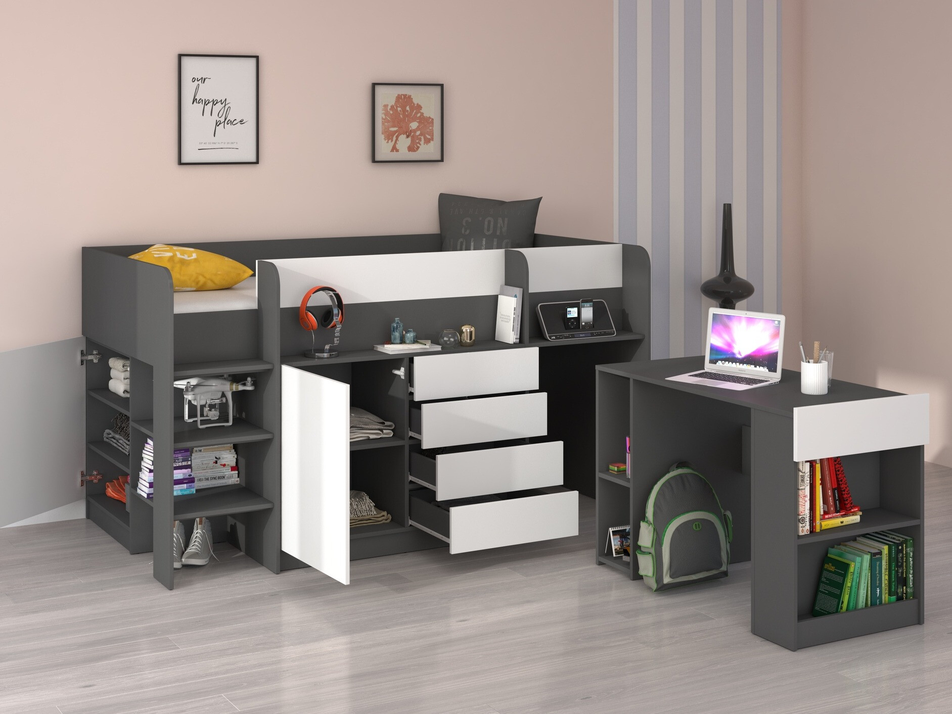 Hoogslapers Gilroy 116 (Grafiet + Wit)