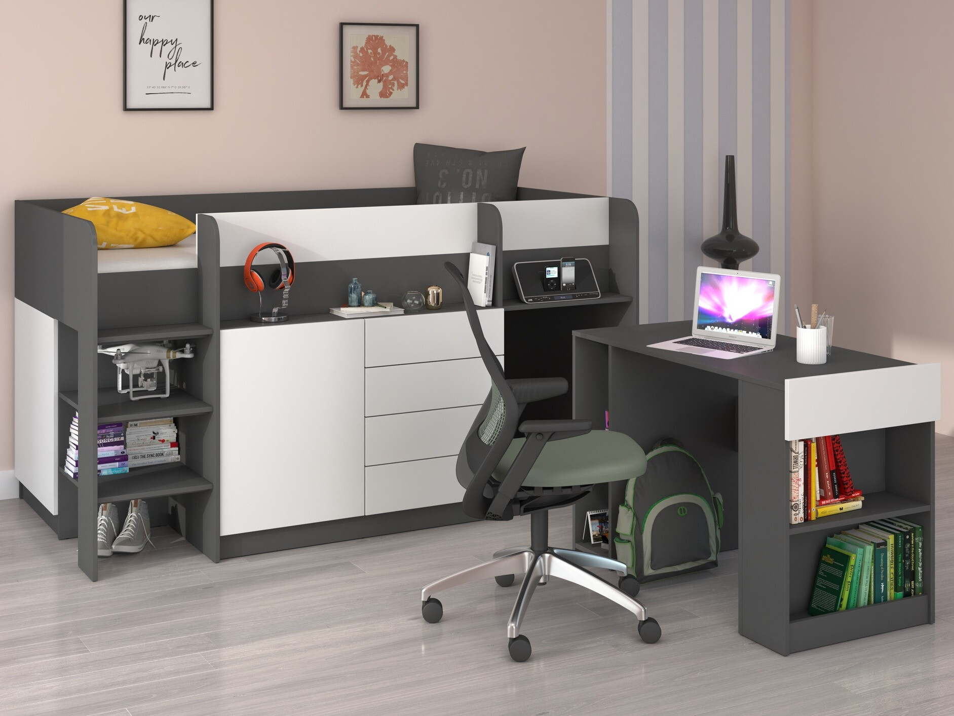 Hoogslapers Gilroy 116 (Grafiet + Wit)