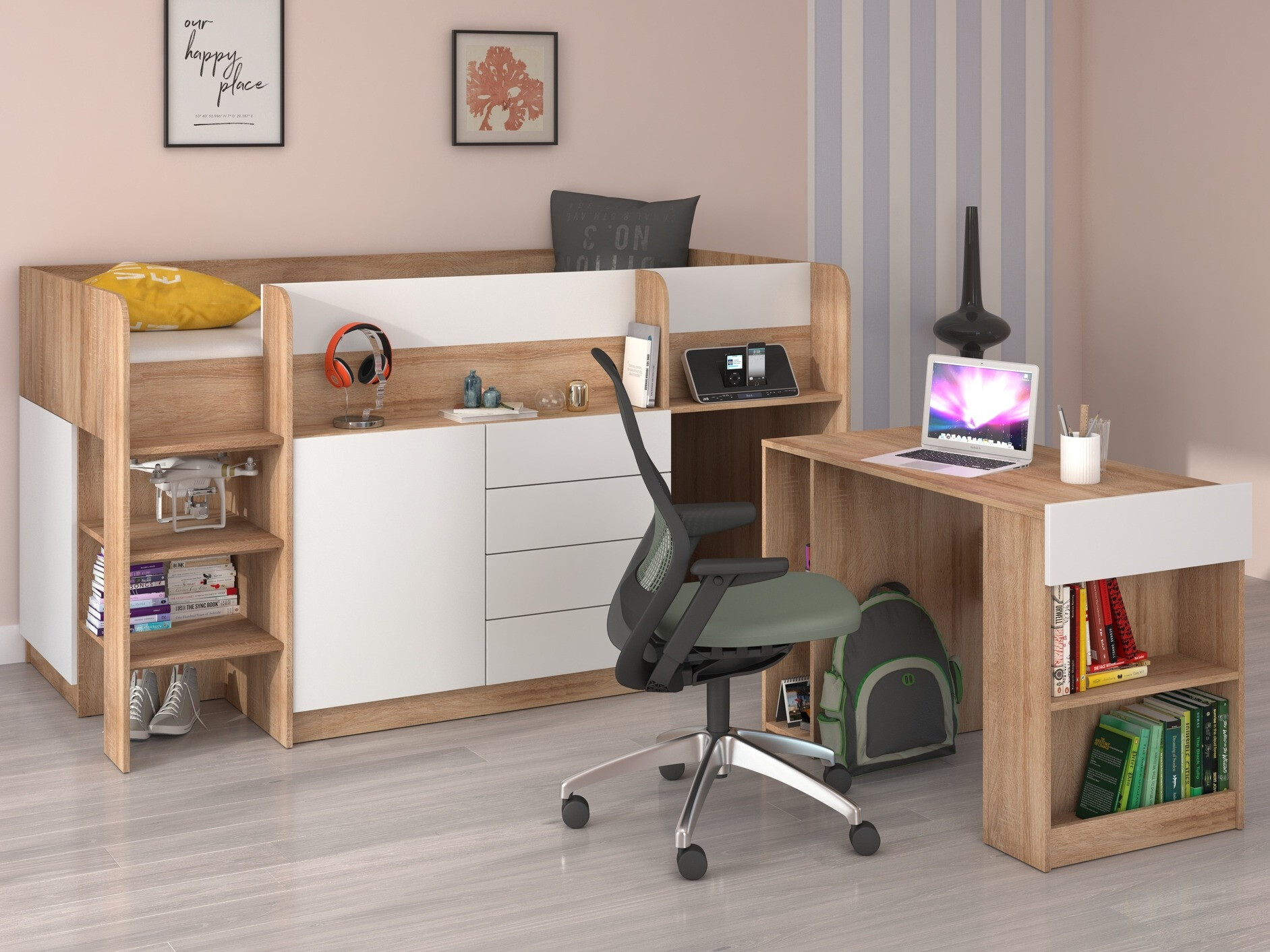 Hoogslapers Gilroy 116 (Sonoma eik + Wit)