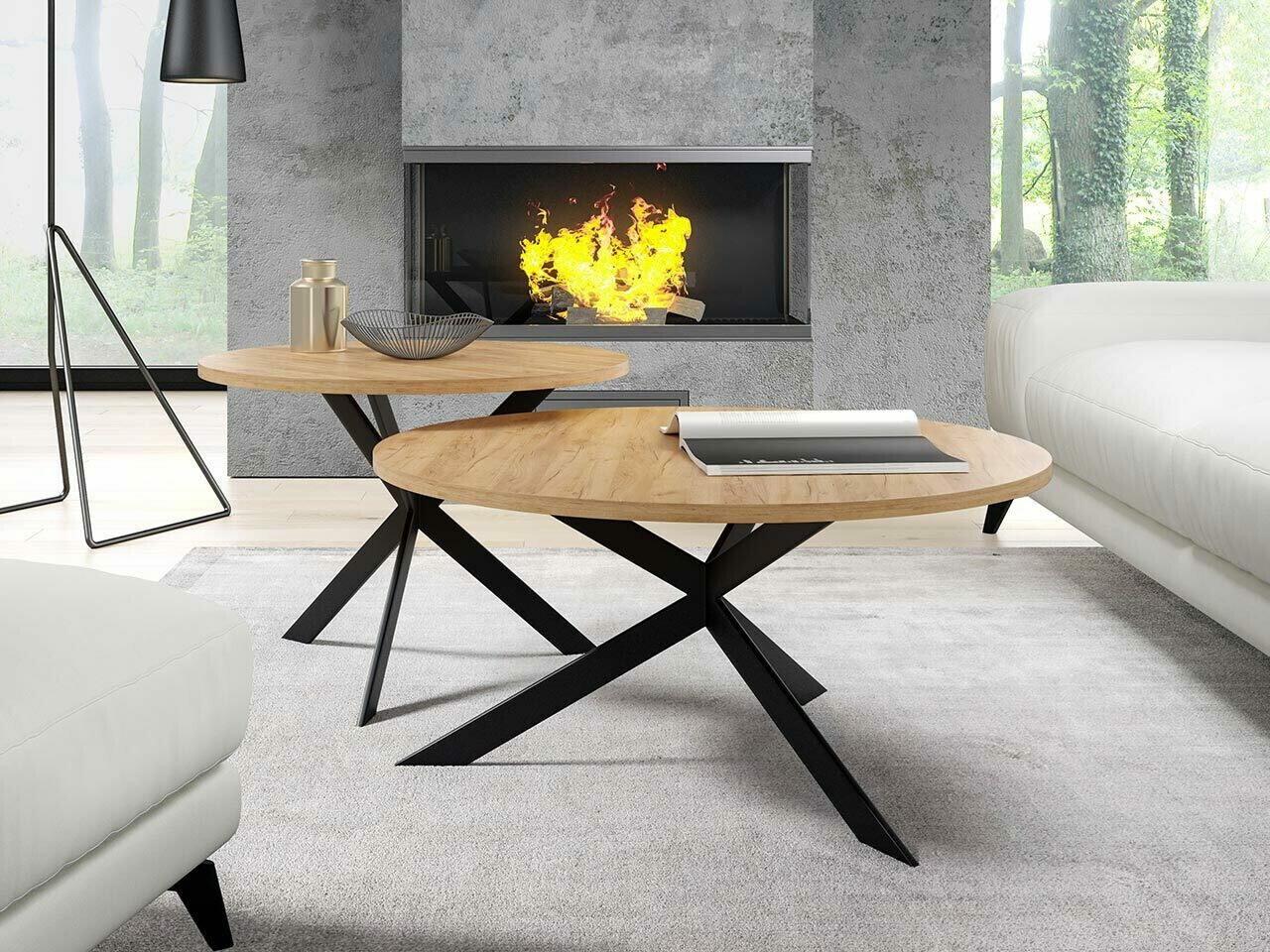 Salontafel set Oswego 108 (Ambachtelijke gouden eik + Zwart)