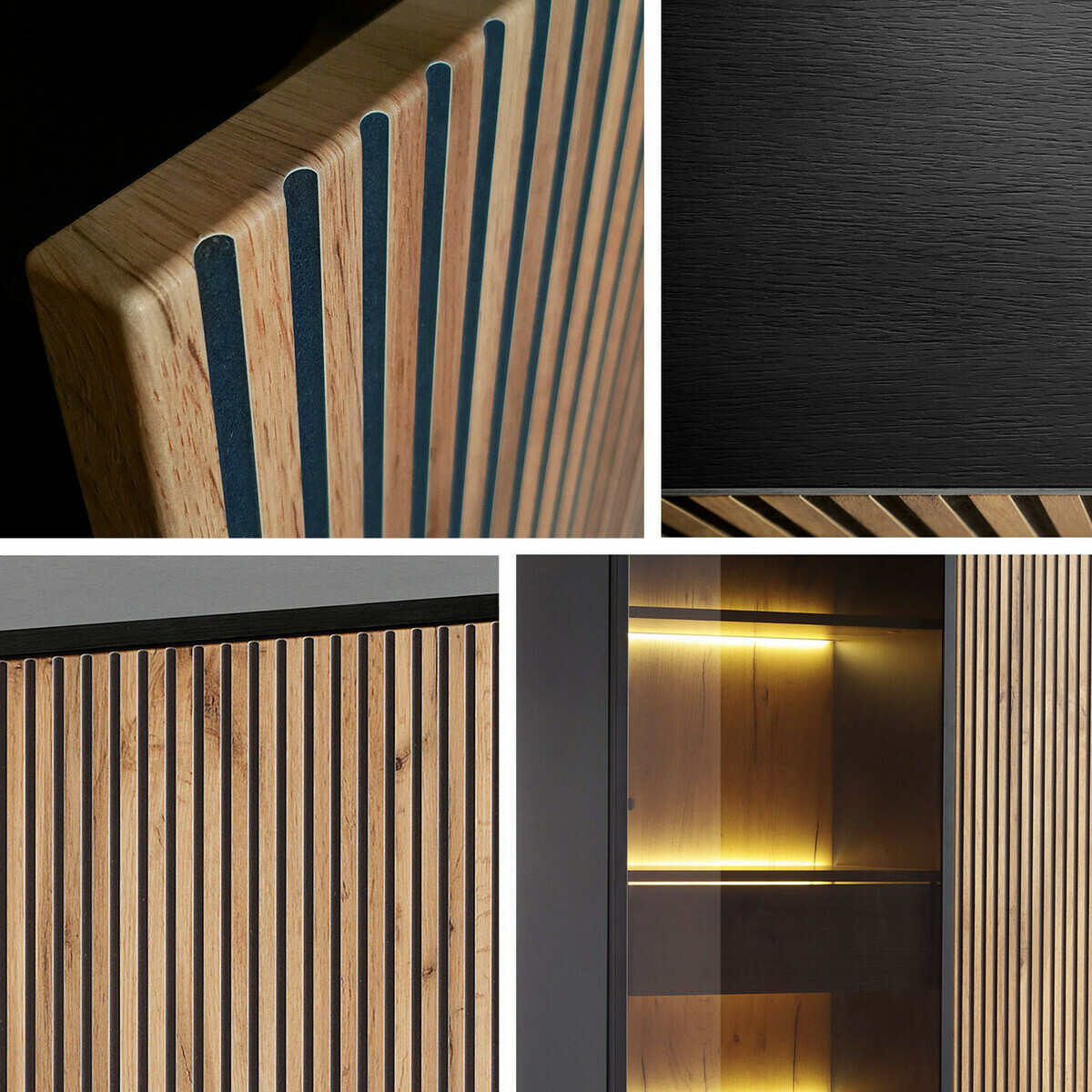 Dressoir Soferi 107 (Zwart + Wotan eik)