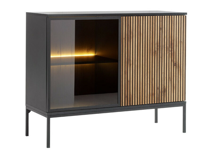 Dressoir Soferi 107 (Zwart + Wotan eik)