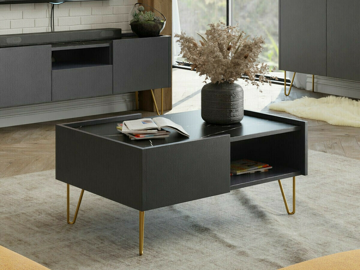 Salontafel Levdale 102 (Grafiet + Zwart marmer)