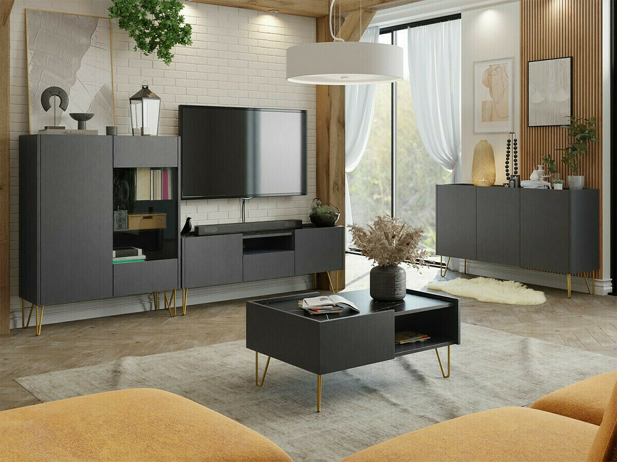 Salontafel Levdale 102 (Grafiet + Zwart marmer)