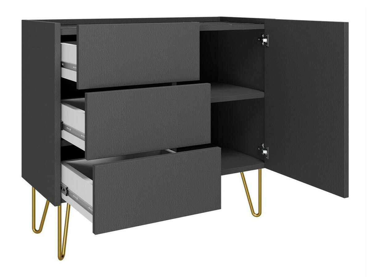 Ladekast Levdale 100 (Grafiet + Zwart marmer)