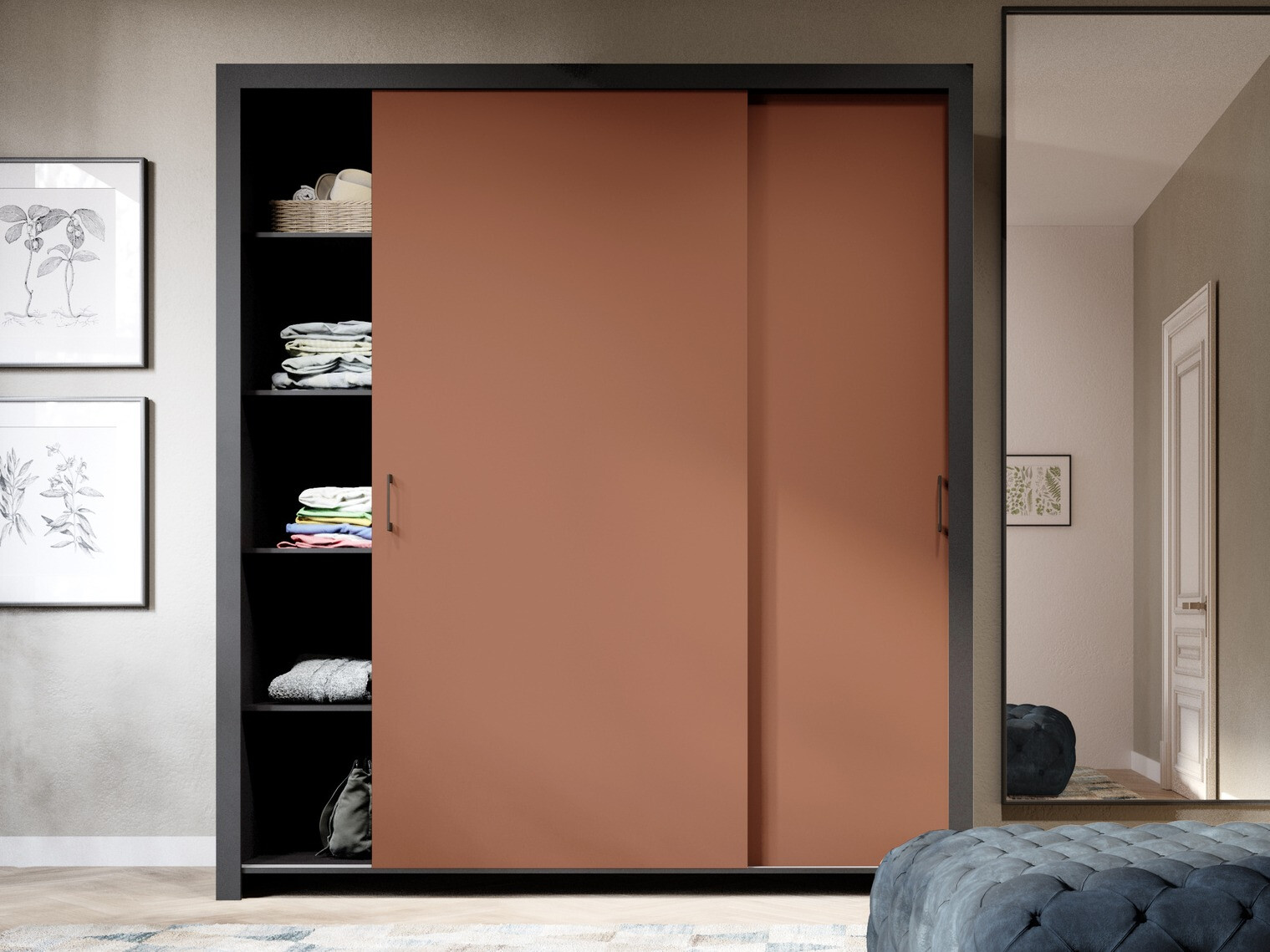 Kledingkast Murrieta 192 (Zwart + Bruin)