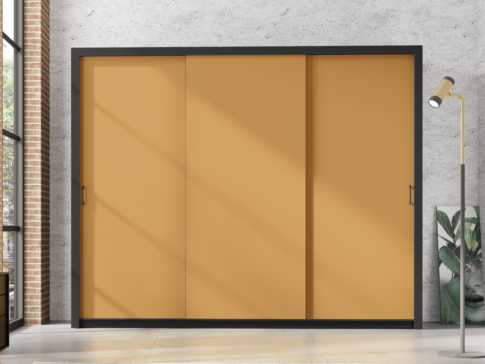 Kledingkast Murrieta 193 (Zwart + Geel)