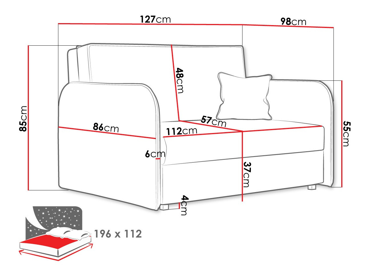 Slaapbank Columbus 124 (Mono 232)