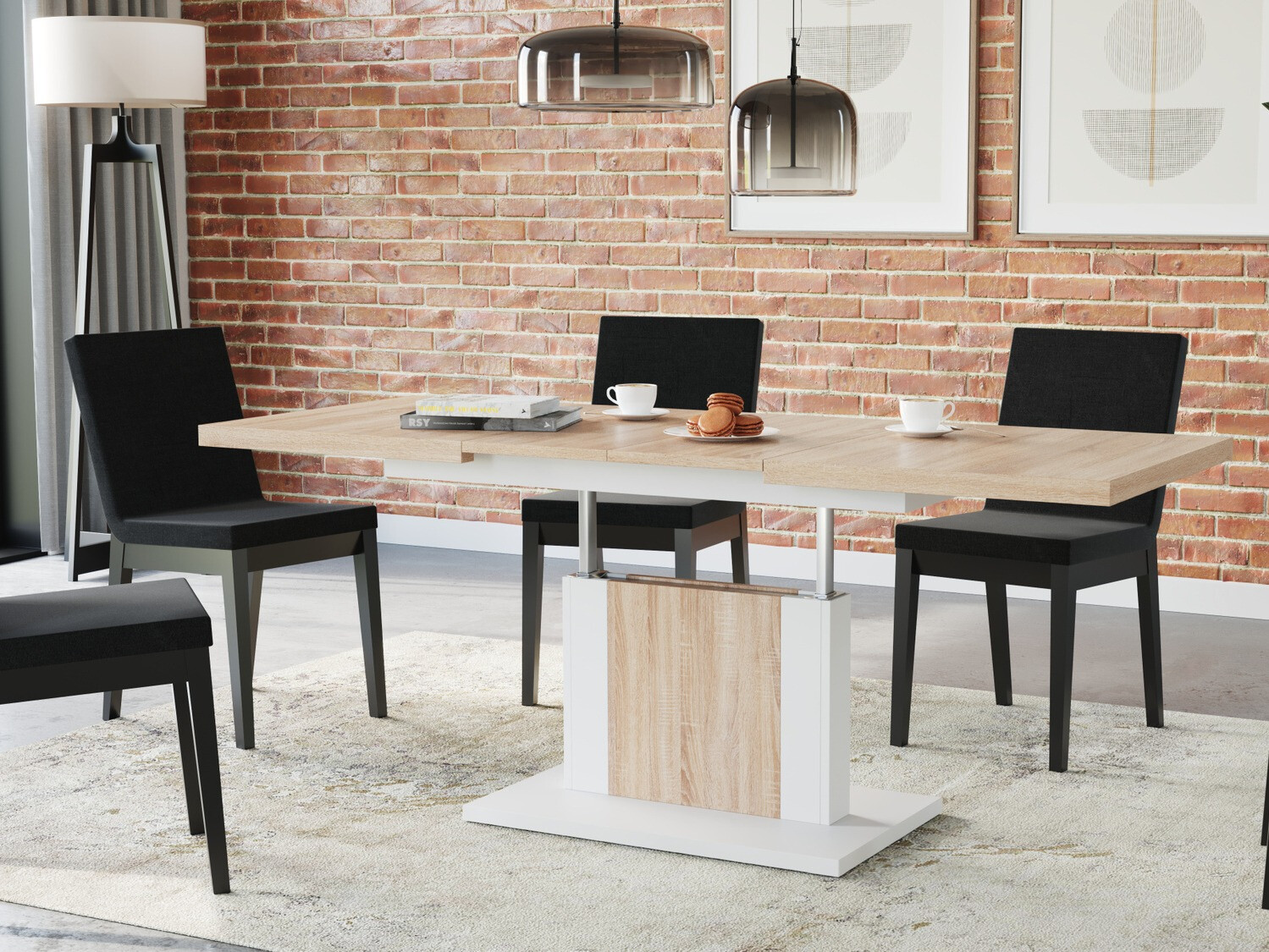 Transformeerbare salontafel Glendale 103 (Sonoma eik + Wit)