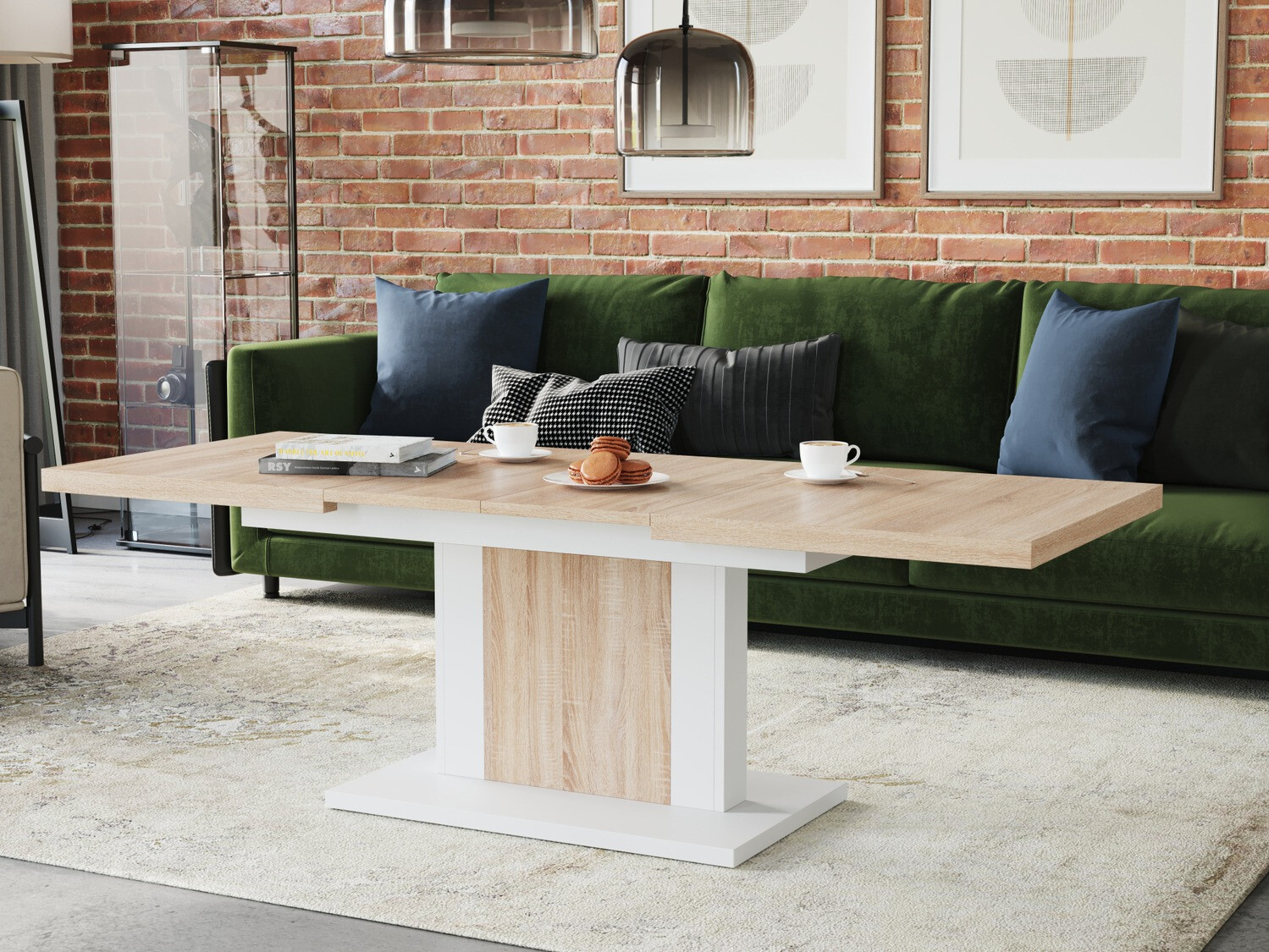 Transformeerbare salontafel Glendale 103 (Sonoma eik + Wit)