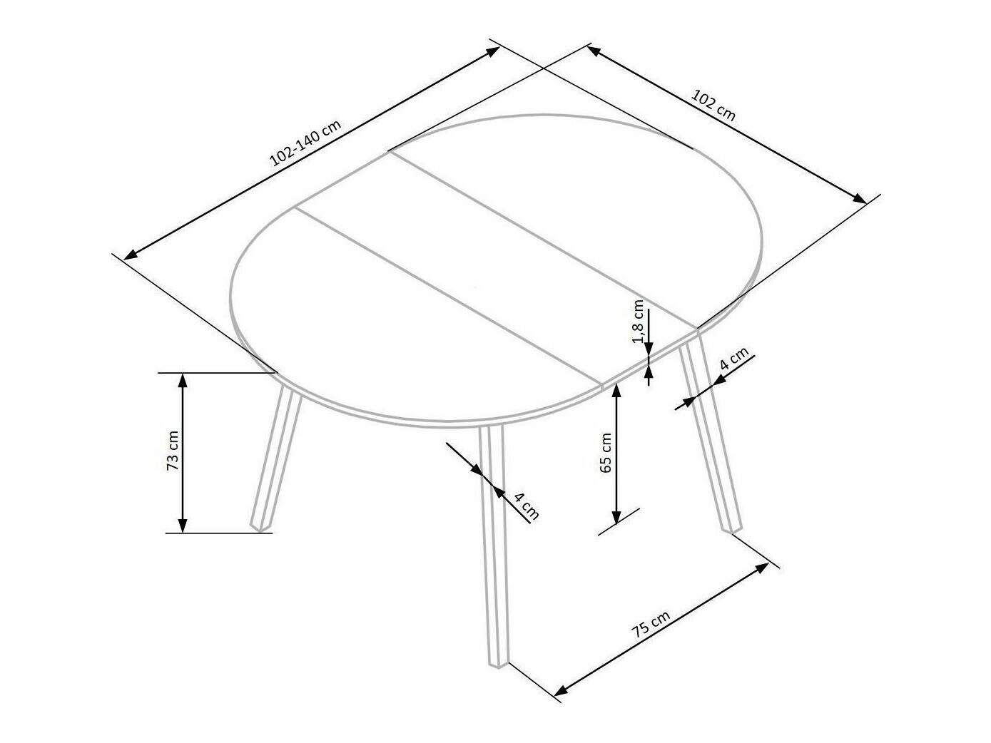 Tafel Houston 981 (Artisan eiken + Zwart)
