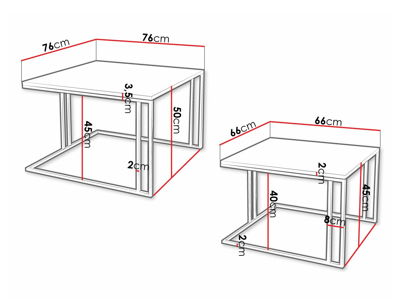 Salontafel set Oswego 110 (Wit marmer + Zwart)