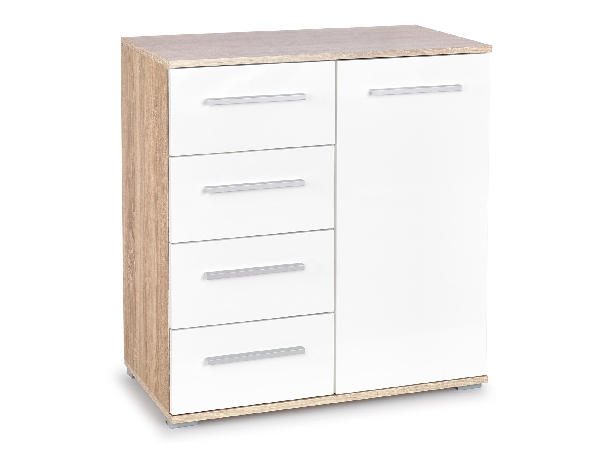 Ladekast Cirveso 101 (Sonoma eik + Glanzend wit)