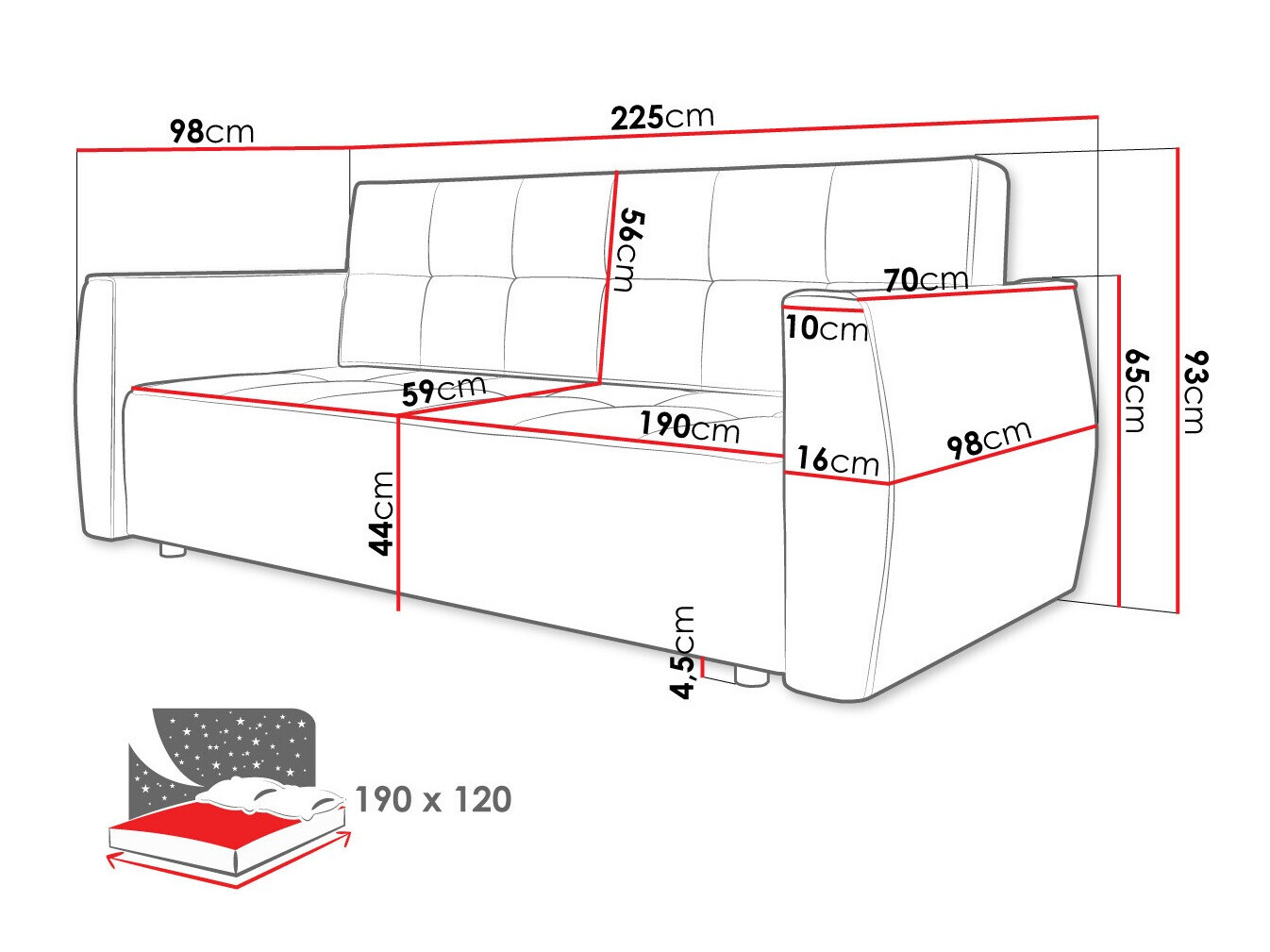 Slaapbank Edinburg 107 (Poso 05 + Kronos 05)