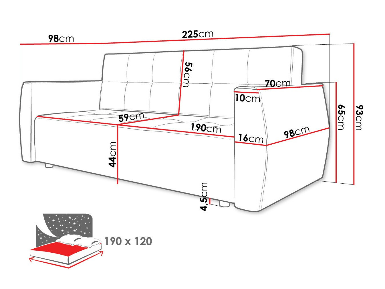 Slaapbank Edinburg 107 (Poso 39 + Kronos 39)