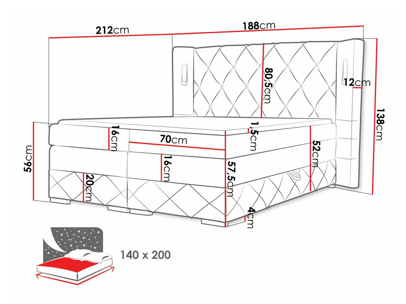 Boxspring Baltimore 187 (Kameleon 04)