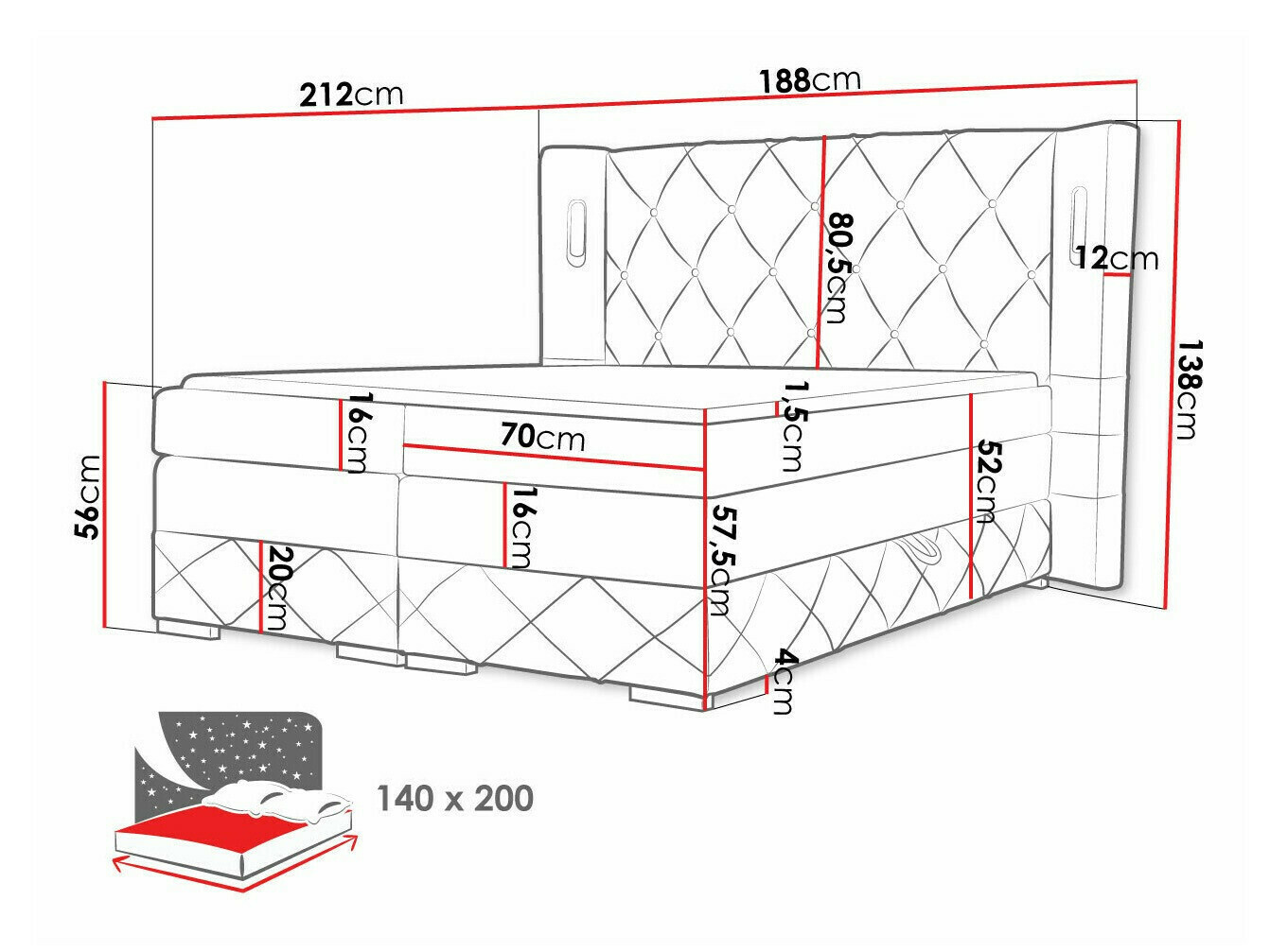 Boxspring Baltimore 187 (Kameleon 09)