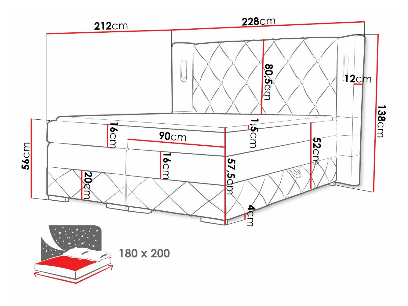 Boxspring Baltimore 187 (Kameleon 59)