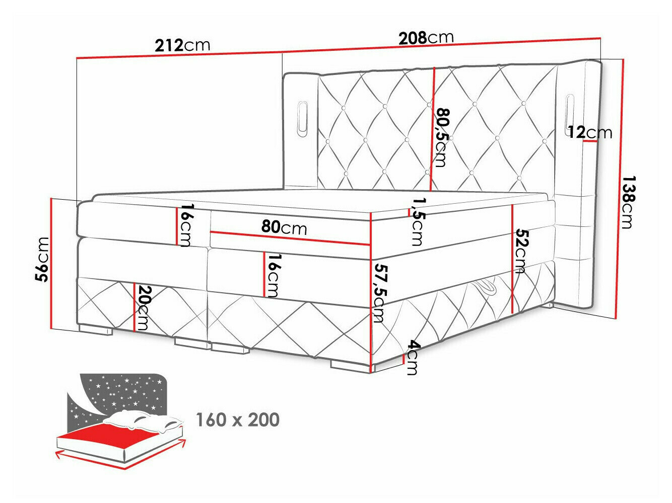Boxspring Baltimore 187 (Kameleon 92)