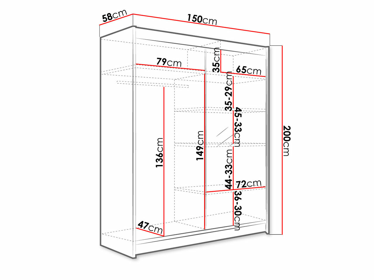Kledingkast Closico 140 (Wit + Artisan eiken)