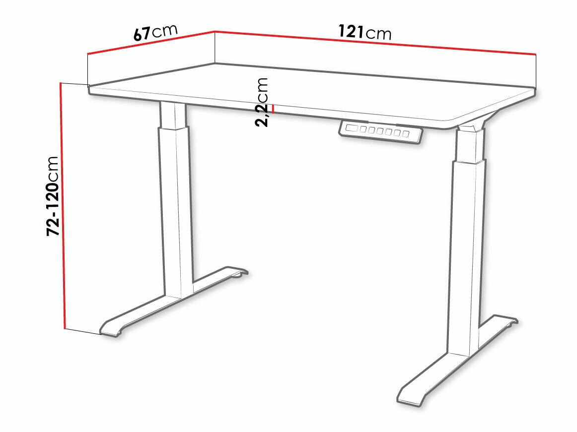 In hoogte verstelbaar bureau Charlotte 194 (Wit + Zwart)